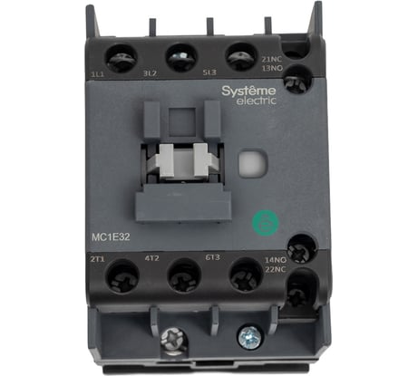 Контактор Systeme Electric SystemePact MC1E, 3 Р, 32 А, 220 В/230 В, тип AC, 1НО+1НЗ MC1E32M7