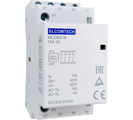 Контактор модульный ELCOMTECH 16A 4NC 230VAC (4НЗ 230В) 2х модуль MCON21B-16-04-230AC УТ-00026333