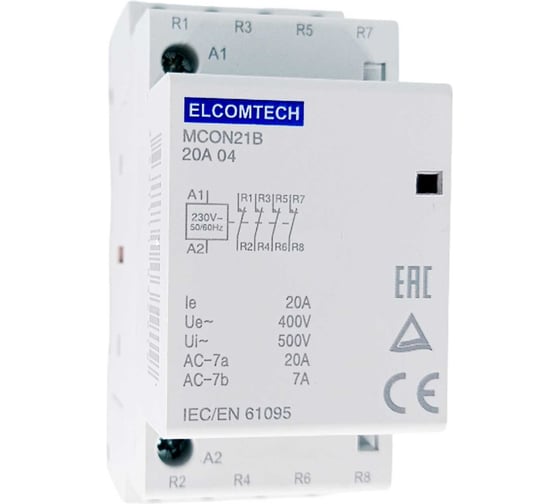 Контактор модульный ELCOMTECH 20A 4NC 230VAC (4НЗ 230В) 2х модуль MCON21B-20-04-230AC УТ-00026343