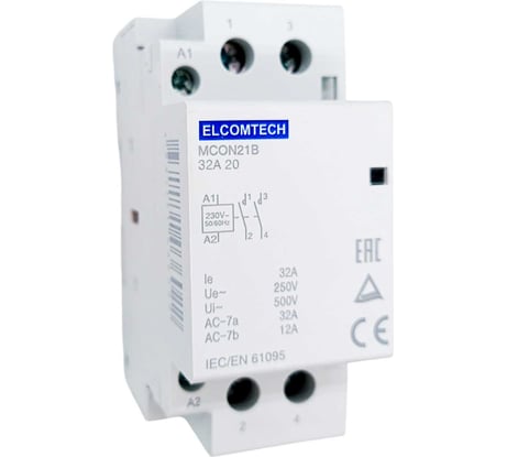 Контактор модульный ELCOMTECH 32A 2NO 230VAC (2НО 230В) 2х модуль MCON21B-32-20-230AC УТ-00026354