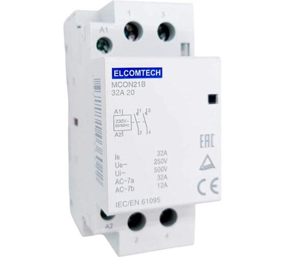 Контактор модульный ELCOMTECH 32A 2NO 230VAC (2НО 230В) 2х модуль MCON21B-32-20-230AC УТ-00026354
