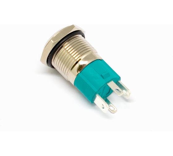 Кнопка антивандальная OXION Ø 16, 220V 1NO, ON-OFF 10A с фиксацией под пайку, синяя, арт. OX16K1-P10Z-E