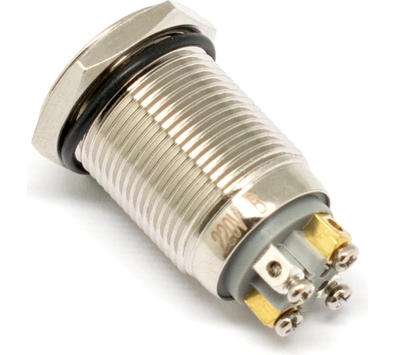 Кнопка антивандальная OXION Ø 16, 220V 1NO, ON-OFF 3A с фиксацией на винтах, синяя, арт. OX16U-P10ZJ-E