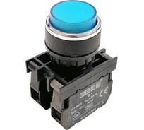 Нажимная выступающая кнопка Emas круглая синяя, 1НО+1НЗ, серия B, 250В AC, 4А B102HM