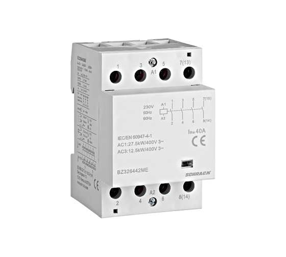 Модульный контактор Schrack Technik 40A, 4 НО, 230В пер.т., серия AMPARO артикул Австрия BZ326442ME 1