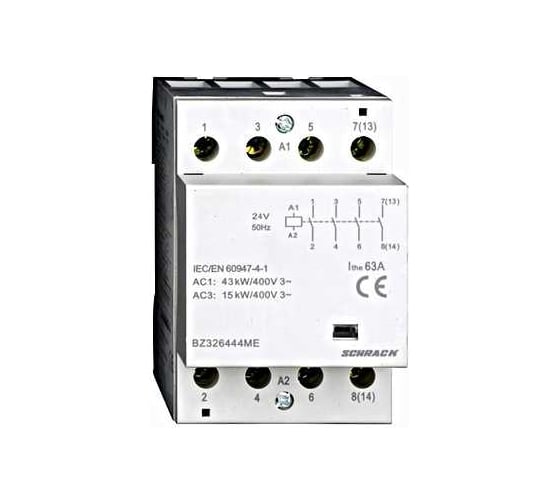 Модульный контактор Schrack Technik 63A, 4 НО, 230В пер.т., серия AMPARO артикул Австрия BZ326444ME 1