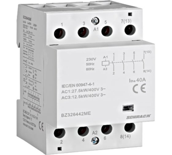 Модульный контактор Schrack Technik 63A, 4 НО, 230В пер.т., серия AMPARO артикул Австрия BZ326444ME