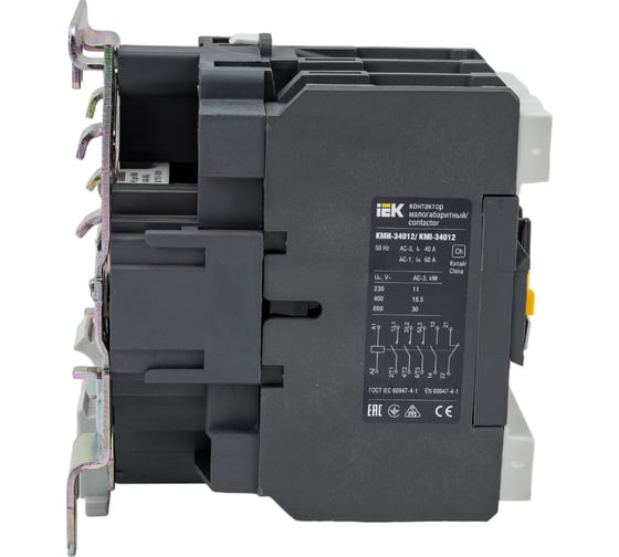 Контактор IEK КМИ-34012 40А, 110В/АС3, 1НО, 1НЗ KKM31-040-110-11
