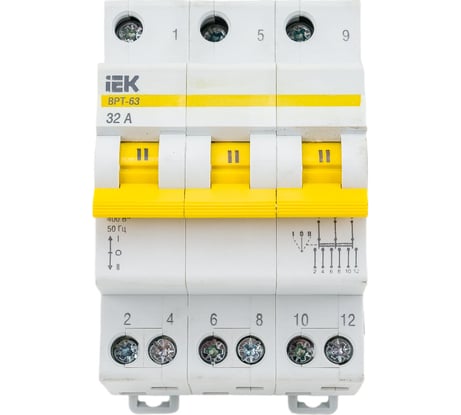 Трехпозиционный выключатель-разъединитель IEK ВРТ-63, 3P, 32А MPR10-3-032