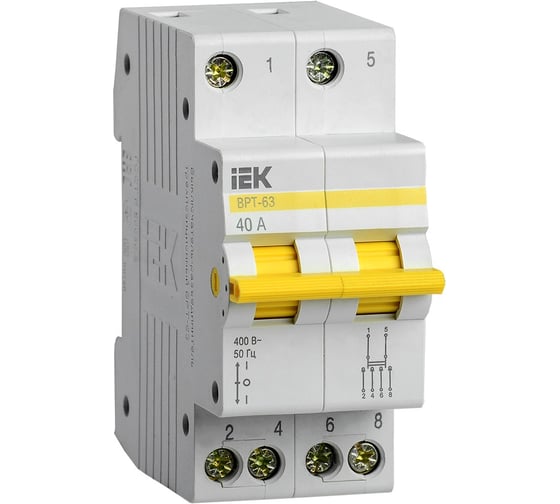 Трехпозиционный выключатель-разъединитель IEK ВРТ-63, 2P, 40А MPR10-2-040