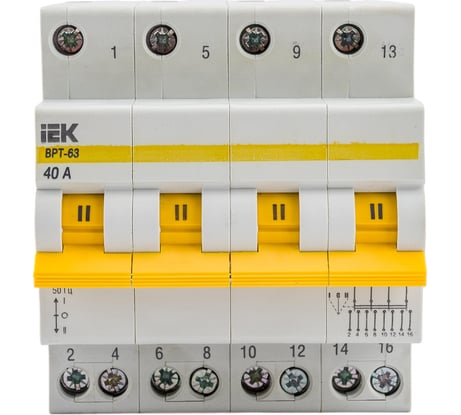 Трехпозиционный выключатель-разъединитель IEK ВРТ-63, 4P, 40А MPR10-4-040
