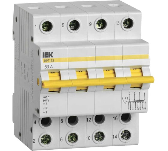 Трехпозиционный выключатель-разъединитель IEK ВРТ-63, 4P, 63А MPR10-4-063