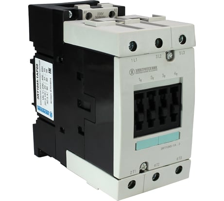 Контактор электромагнитный Электротехник 3RT1045-1AP00, 3-полюса, 80A, AC-3, 37кВт/400V, 230V AC, 50/60Гц, типоразмер S3, винтовые клеммы, IP20, ET014814