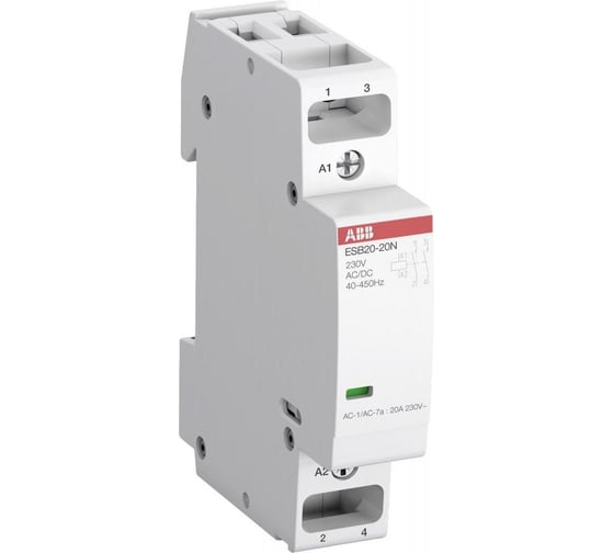 Контактор ABB ESB20-11N-01, модульный, 20А, АС-1, 1НО+1НЗ, катушка, 24В, AC/DC 1SBE121111R0111 1
