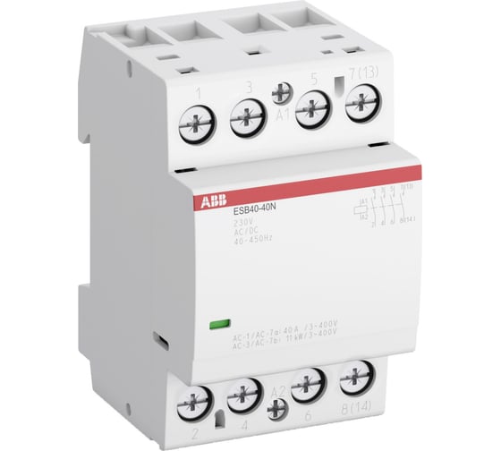 Контактор ABB ESB40-20N-06, модульный, 40А, АС-1, 2НО, катушка, 230В, AC/DC 1SAE341111R0620