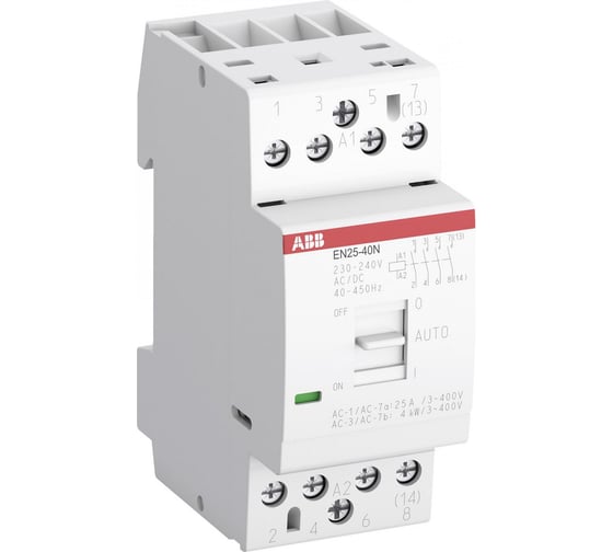 Контактор ABB EN25-40N-06, модульный, с ручным управлением, 25А, АС-1, 4НО 1SAE232111R0640 1