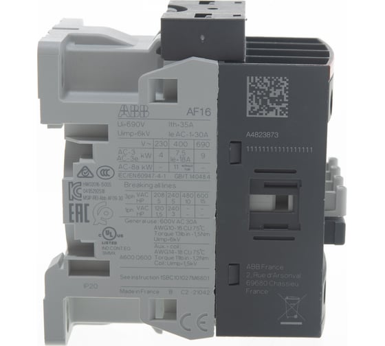 Контактор ABB AF16-30-10-11, с универсальной катушкой управления, 24-60BAC/20-60BDC 1SBL177001R1110