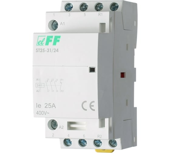 Контактор Евроавтоматика F&F ST25-31/24 3NO+1NC, потребляемая мощность 4,0Вт, 2 модуля, монтаж на DIN-рейке EA13.001.015 1