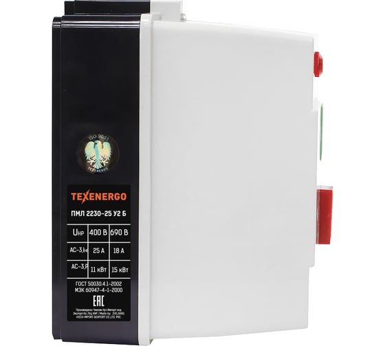 Магнитный пускатель Texenergo ПМЛ 2230 230В 25А У2 Б РТЛ 1022-М2 17-25А PM3L25MR22L