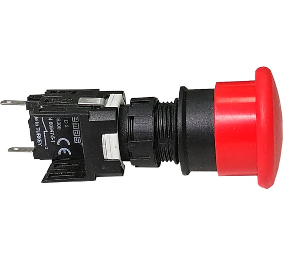 Нажимная возвратная грибовидная кнопка Emas красная 1НЗ ,250В, 1,5А., D200YM30K