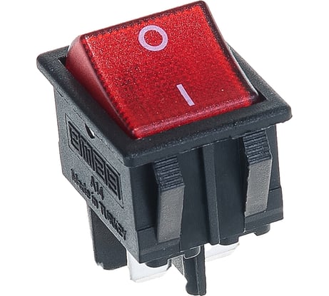 Клавишный выключатель Emas с подсветкой, красная клавиша, 2НО, 250В AC,16А A14B1K11