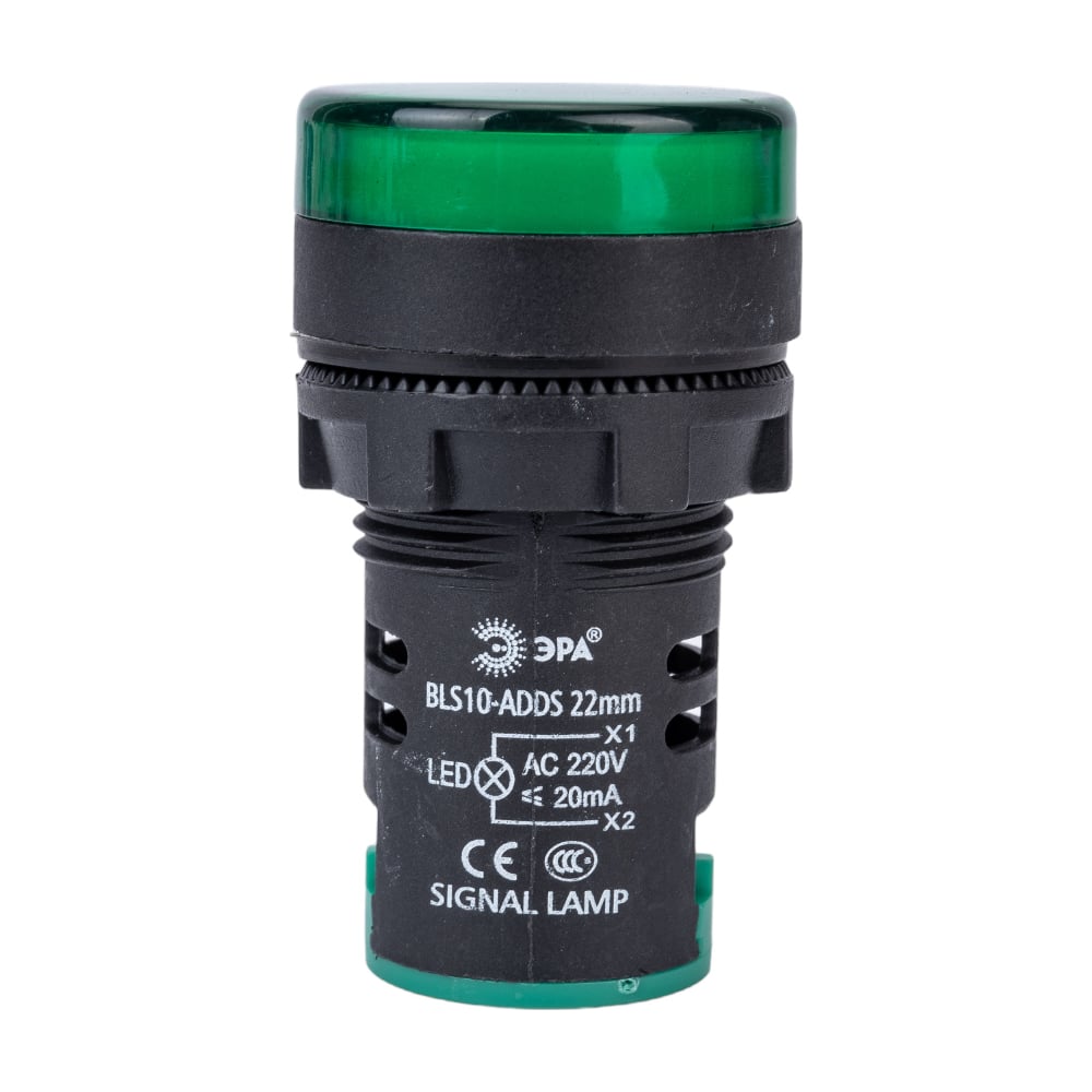 Лампа ЭРА AD22DS(LED)матрица d22мм, зеленый, 230В, 10/1000/12000 ...
