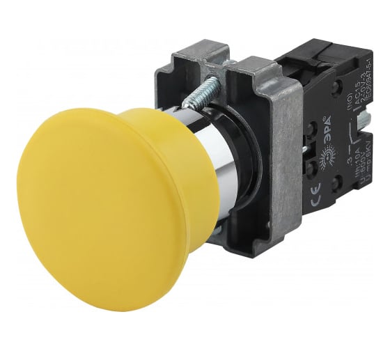 Кнопка управления ЭРА LAY5-BC51 Грибок, без подсветки, желтая, 1з, 20/200/3200 Б0045644 1