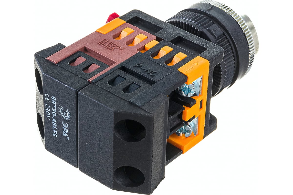 Кнопка ЭРА ABLFS-22 белый, d22мм, неон, 240В, 1з+1р, 10/400/3200 ...