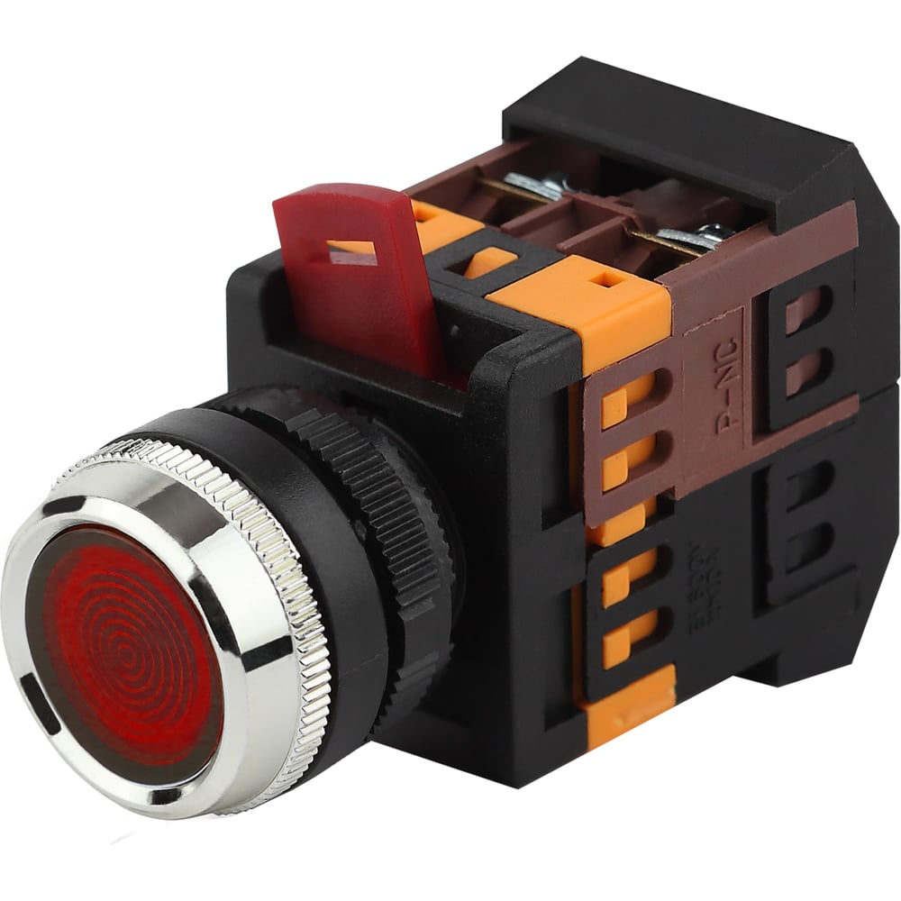 Кнопка ЭРА ABLFS-22 красный, d22мм, неон, 240В, 1з+1р, 10/400/3200 ...