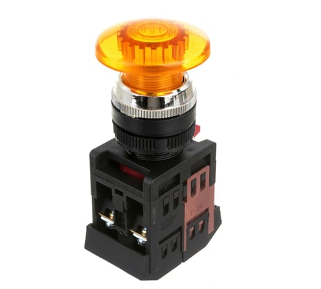 Кнопка ЭРА AEА22, грибок, желтый, d22мм 1з+1р 10/400/4000 Б0045633