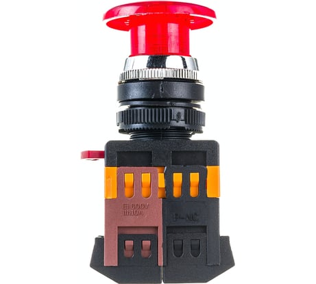 Кнопка ЭРА AELA22 Грибок, красный, d=22мм, неон, 240В, 1з+1р, 10/400/3200 Б0045630