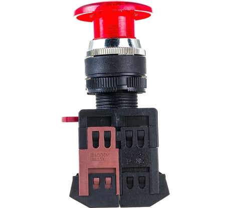 Кнопка ЭРА AEAL22 Грибок, с фиксацией, красный, d=22мм, 240В, 1з+1р, 10/400/4000 Б0045638