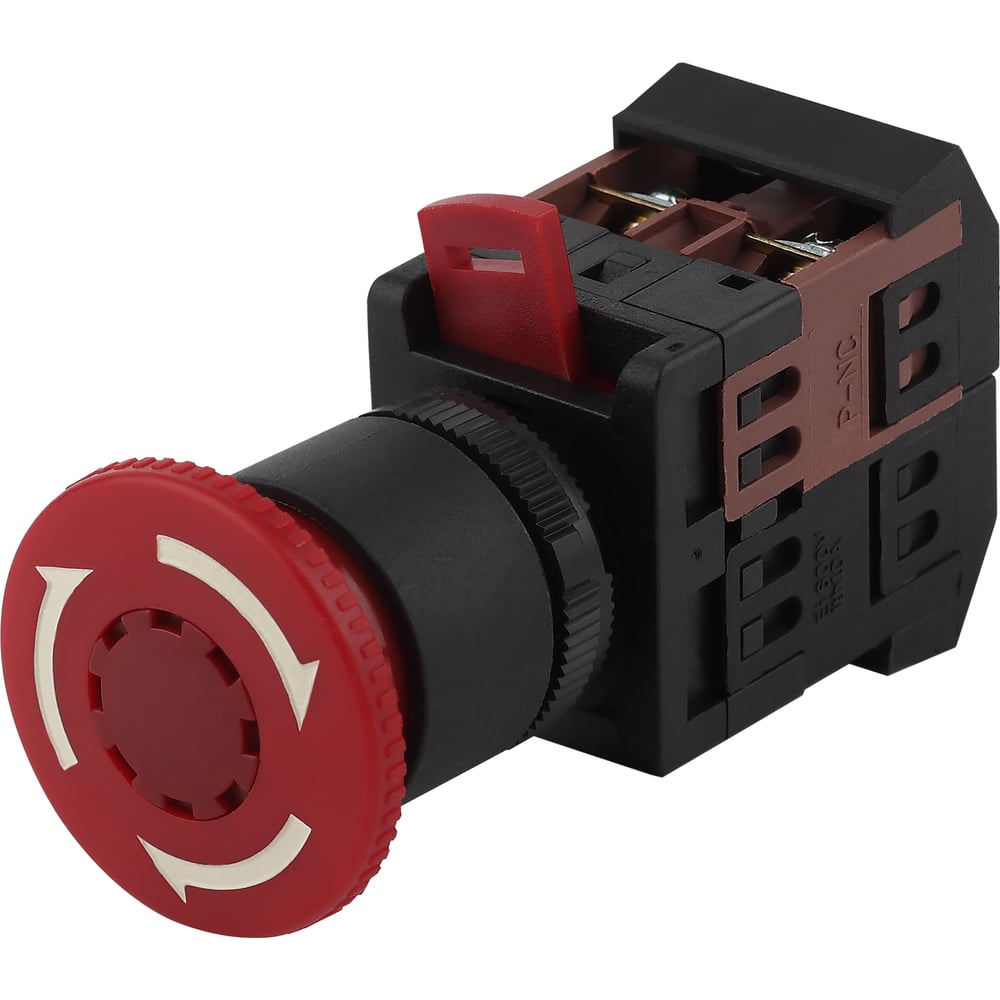 Кнопка ЭРА AE22 Грибок, с фиксацией, красная, d=22мм, 240В, 1з+1р, 10 ...