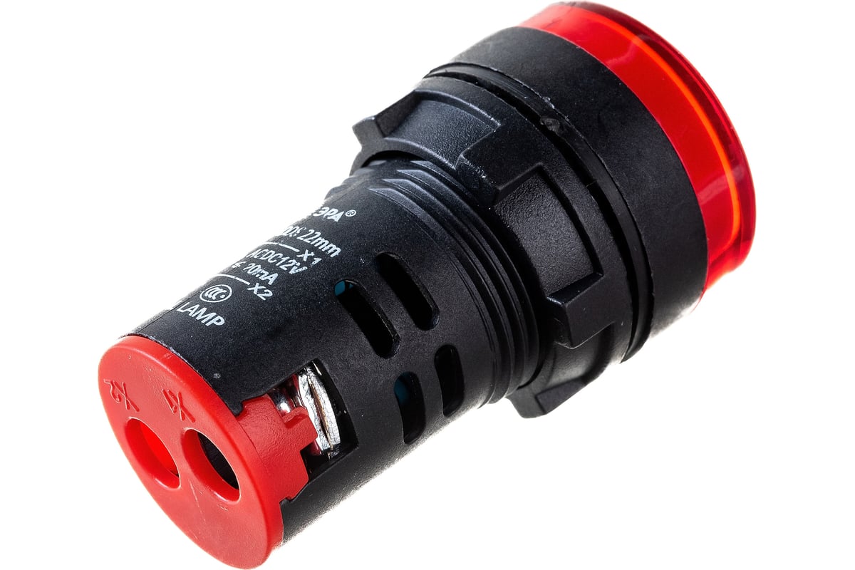 Лампа ЭРА AD22DS(LED)матрица, d=22мм, красный, 12В, AC/DC, 10/1000 ...