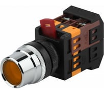 Кнопка ЭРА ABLF-22, желтый, d22мм, неон/240В, 1з+1р, 10/400/3200 Б0045649