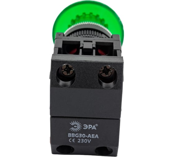 Кнопка ЭРА AEА-22, Грибок, зеленый, d22мм, 1з+1р, 10/400/3200 Б0045634 1