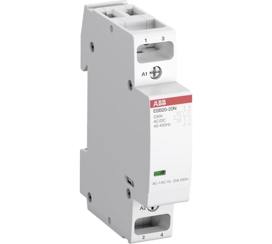Контактор ABB ESB20-20N-14 модульный, 20А, АС-1, 2НО, катушка 12В AC/DC 1SBE121111R1420