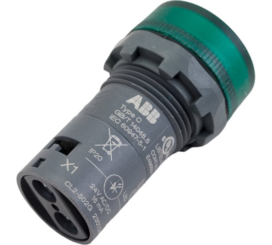 Лампа ABB CL2-502G зелёная, со встроенным светодиодом, 24В AC/DC 1SFA619403R5022