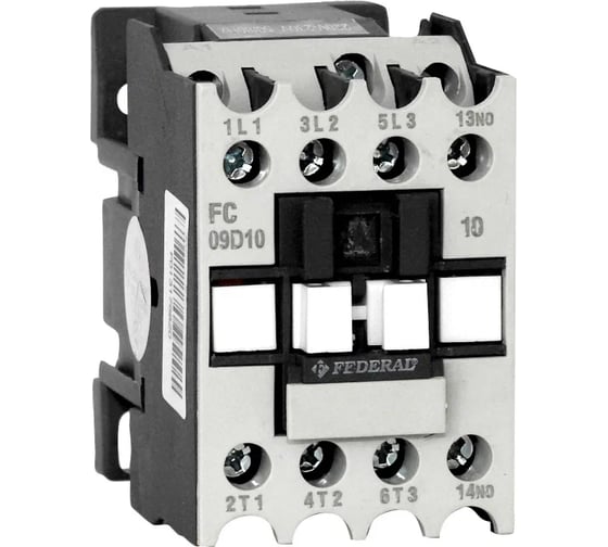 Контактор FEDERAL ELECTRIC 9DD-K3103-0009 FC-09D10 3P AC3:9A, AC1:25A, AC5a:12A, 440Vac Us:230Vac 1NO УТ-00002708