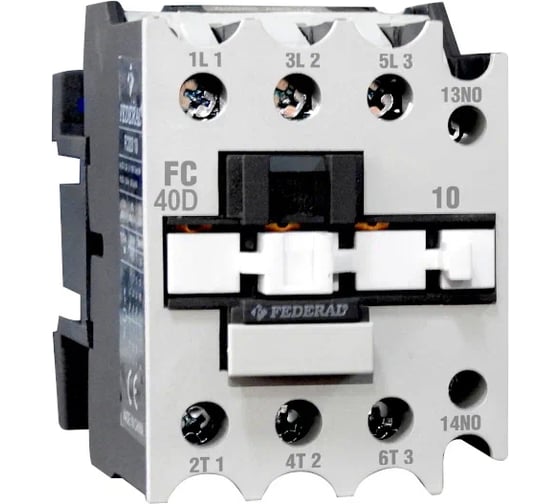 Контактор FEDERAL ELECTRIC 9DD-K3103-0040 FC-40D10 3P AC3:40A, AC1:60A, AC5a:55A, 440Vac Us:230Vac 1NO УТ-00002712 1
