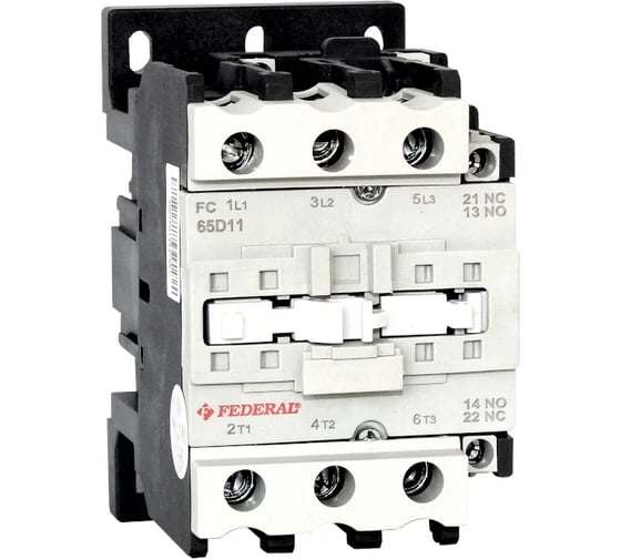 Контактор FEDERAL ELECTRIC 9DD-K3113-0065 FC-65D311N5 3P, AC3:65A, 440В AC Us:230Vac 3NO+1NC УТ-00002714 1
