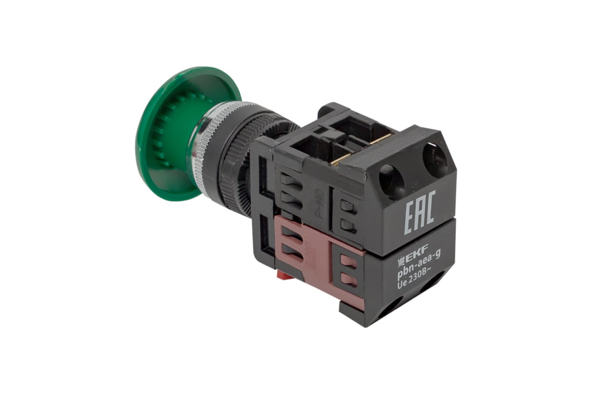 Кнопка EKF AEA-22 "Грибок", зеленая, NO+NC 10 шт pbn-aea-g - выгодная ...