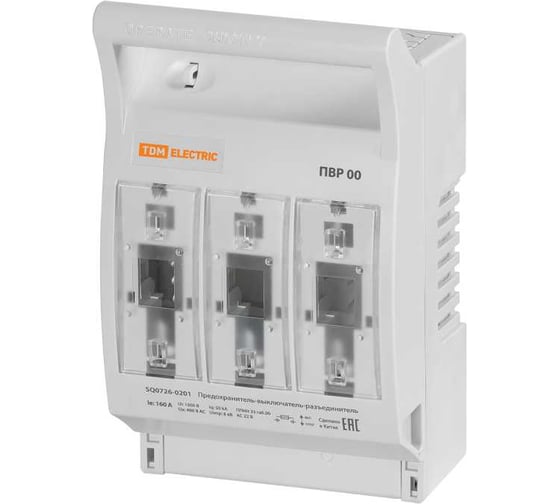 Предохранитель-выключатель-разъединитель TDM ELECTRIC ПВР 00, 3П, 160 А TDM SQ0726-0201