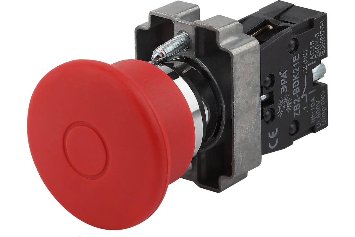 Аварийная кнопка управления с фиксацией ЭРА, LAY5BT42 Грибок 20/200 ...