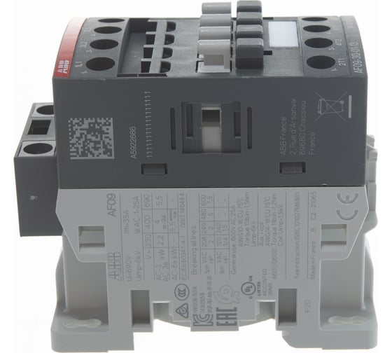Контактор ABB AF09-30-01-13 с универсальной катушкой управления 100-250B AC/DC 1SBL137001R1301