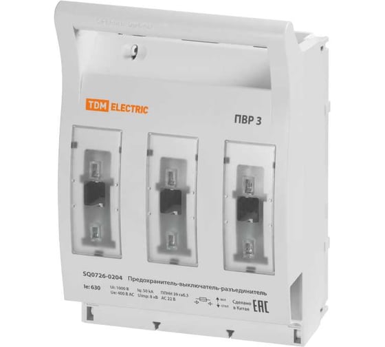 Предохранитель-выключатель-разъединитель TDM ELECTRIC ПВР 3, 3П, 630 A SQ0726-0204