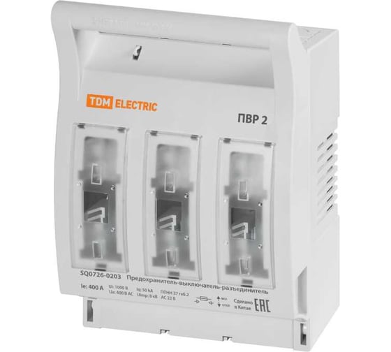 Предохранитель-выключатель-разъединитель TDM ELECTRIC ПВР 2, 3П, 400 A SQ0726-0203