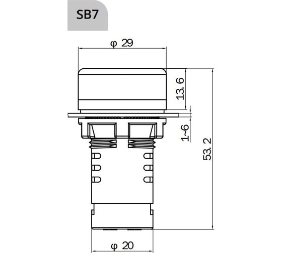 Лампа светосигнальная моноблочная Systeme Electric SB7 d22мм 230В AC синий SE SB7EV06MP