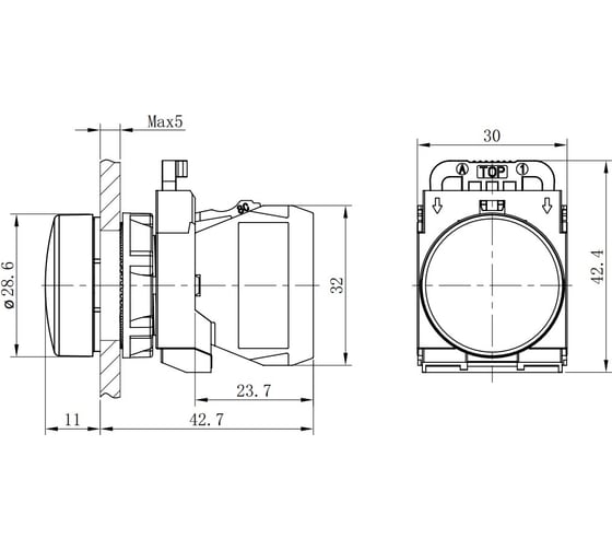 Лампа светосигнальная Systeme Electric SB5 d22мм 230-240В AC красный, в сборе SE SB5AVM4