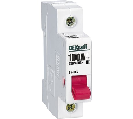 Выключатель нагрузки Dekraft ВН-102, 1 Р, 100 А, 400 В 17004DEK